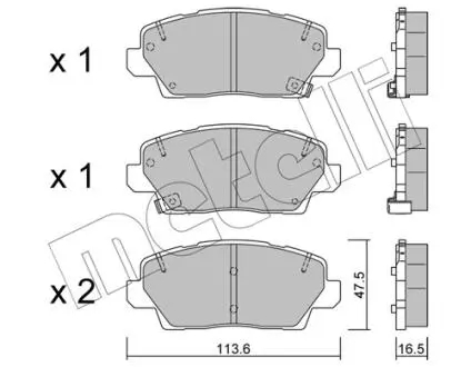 Колодки гальмівні (передні) Hyundai Kona 19-/Kia Picanto 17- Metelli 2213020