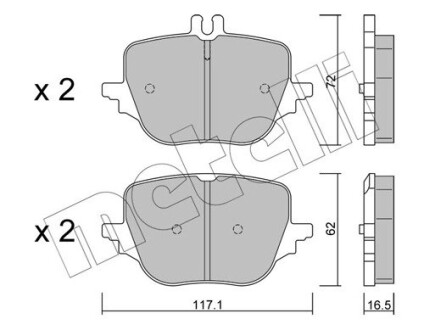 Колодки гальмівні (задні) MB C-class (W206)/S-class (W223) 20- (ZF) Q+ Metelli 2213130