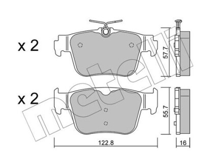 Колодки гальмівні (задні) Audi A3/Skoda Octavia/VW Golf VIII 1.4/2.0 TSI 20- Metelli 22-1317-0