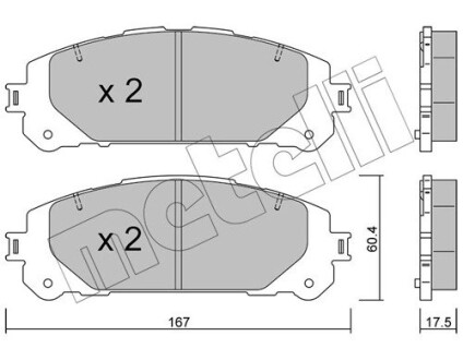 Колодки тормозные (передние) Toyota Rav4 20-/Highlander 19-/Kluger 21-/Suzuki Across 20- Metelli 2213670