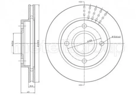 Диск тормозной (передний) Mazda 121/Ford Fiesta/KA/Escort -03 (239.7x20) Metelli 23-0169