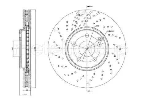 Диск тормозной (передний) MB E-class (W211/S211) 03-09 (330x32) (вентил).) Metelli 23-1103FC