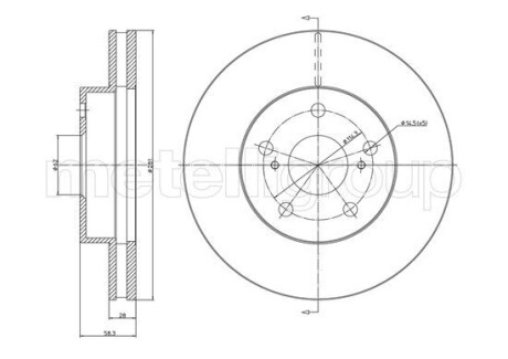 Диск тормознойTOYOTA HILUX 08- Metelli 231567C (фото 1)