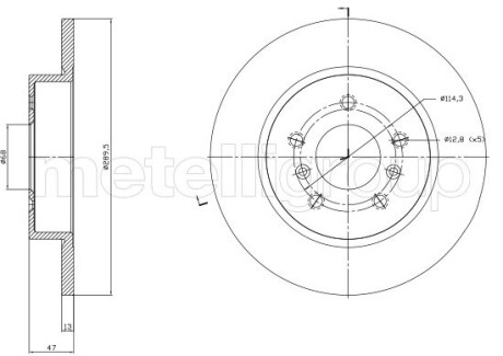 Диск тормозной (задний) Nissan Qashqai II/ Renault Kadjar 13- (290x13) Metelli 23-1763C