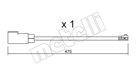 Датчик зносу гальмівних колодок (задніх) Ford Tourneo Custom/Transit Custom 2.0/2.2TDCI12- (L=475mm) Metelli SU.329