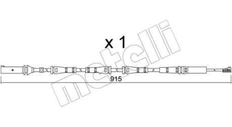 Датчик зносу гальмівних колодок (задніх) BMW 5 (G30/F90)/7 (G11/G12) 15- (L=915mm) Metelli SU.351