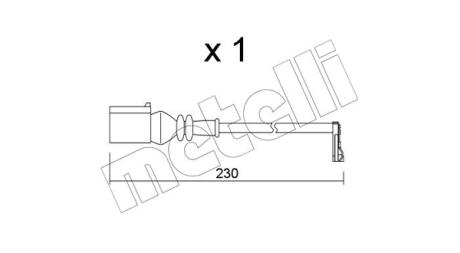 Датчик зносу гальмівних колодок VW Crafter 2.0TDI 16- (L=230mm) Metelli SU.364