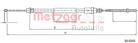 Трос ручного гальма METZGER 106203