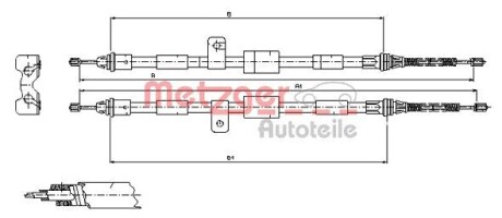 Трос ручного тормоза METZGER 115456