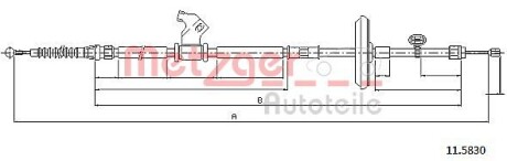 Трос ручника (R) Opel Astra J/Chevrolet Cruze 1.3-2.0 09-15 (1809mm) METZGER 115830