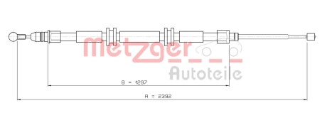 Трос гальма стоянки R KANGOO 08- LH=RH METZGER 116686