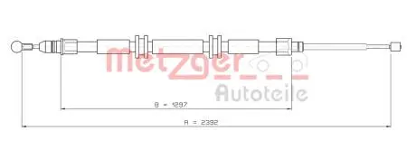Трос гальма стоянки R KANGOO 08- LH=RH METZGER 116686