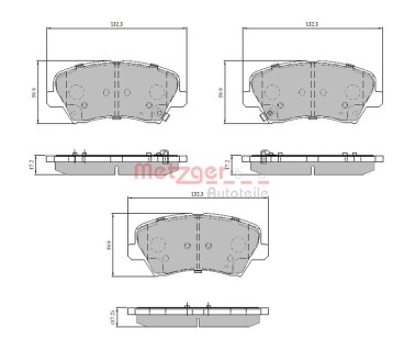 Колодки гальмівні (передні) Hyundai Santa Fe 10-/Grandeur 11-/Kia Sorento 09-/Carens 13- (mando) METZGER 1170817