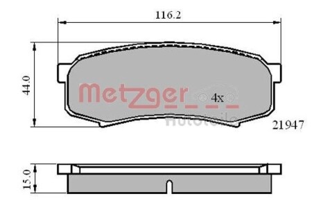 Тормозные колодки (задние) Mitsubishi Pajero IV 06-/Toyota Land Cruiser 84-/Prado 02-/Lexus GX 01- METZGER 1170871