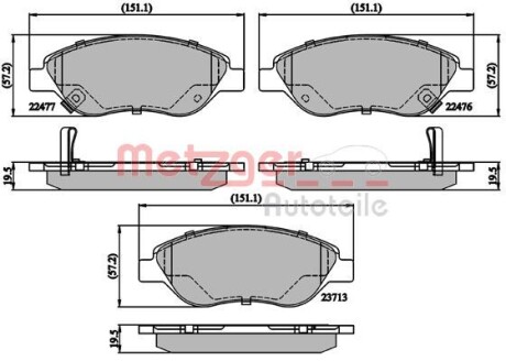 Тормозные колодки (передние) Fiat Tipo 15- METZGER 1170897