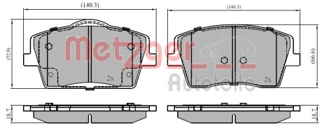 Колодки тормозные (передние) Volvo XC40 17-(с аксессуарами) METZGER 1170934