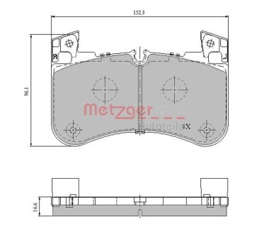 Тормозные колодки (передние) Land Rover Defender 19-/Discovery 16-/Range Rover 12- METZGER 1170947