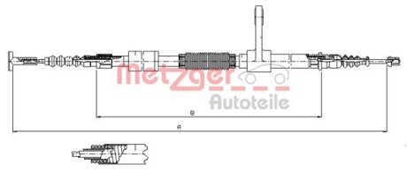 Трос ручного тормоза METZGER 25134