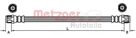 Шланг гальмівний (задній) Citroen C5/Peugeot 407 04- (R) (L=660mm) METZGER 4110224