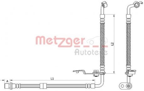 Тормозной шланг (передний) Mazda 6 07-13 (R) (600mm) METZGER 4110878