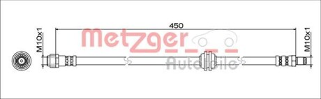 Тормозной шланг (задний) MB Vito (W447) 14- METZGER 4111775