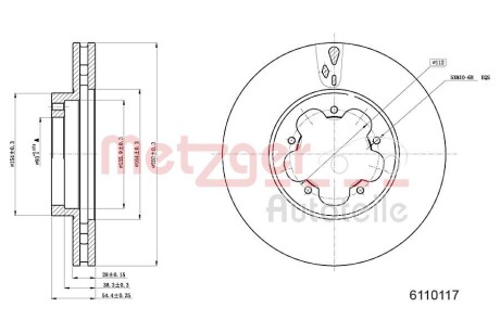 Диск тормозной (передний) Ford Transit 06- (280x28) METZGER 6110117