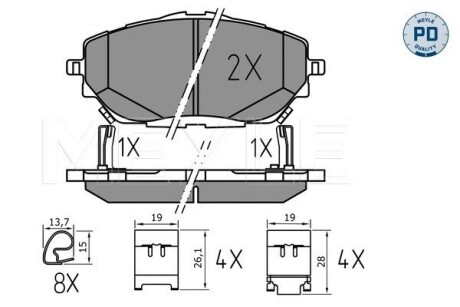 Колодки гальмівні (передні) Toyota C-HR 16- MEYLE 025 227 8218/PD