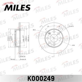 Диск гальмівний передній для Opel Corsa, Kadett MILES K000249 (фото 1)