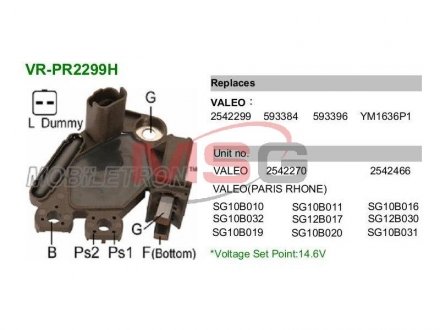 Регулятор напряжения генератора MOBILETRON VRPR2299H (фото 1)