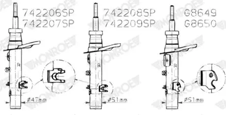 Амортизатор PEUGEOT LP Амортизатор MONROE 742207SP