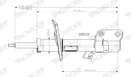 Амортизатор передн Прав NISSAN LEAF Electric 11.10- MONROE G8659