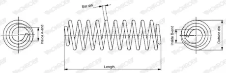 Пружина підвіски задн Лів/Прав AUDI A1, VW POLO, POLO V 1.0-2.0D 03.09-05.22 MONROE SP3922