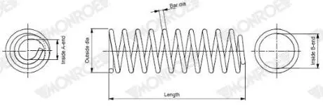 (заміна на 4015664) Пружина (передня) Peugeot Expert 1.6HDi/2.0 16V (+AC) 07-16/2.0HDi (-AC) 07- MONROE SP4083