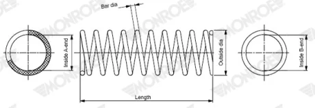 Пружина підвіски задн Лів/Прав SUBARU FORESTER 2.0/2.0D 03.13- MONROE SP4972