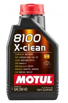 Олива моторна 100% синтетична д/авто 8100 X-Clean 5W40 1L MOTUL 843411