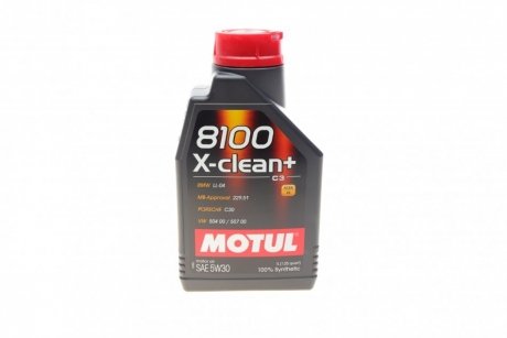 Олива 5W30 X-clean+ 8100 (1л) (LL-04/VW 504 00/507 00/MB 229,51/Porsche C30) (106376/102259) MOTUL 854711