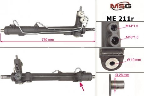 Рульова рейка з ГПК відновлена MERCEDES M W163 1998-2002 MSG ME211R