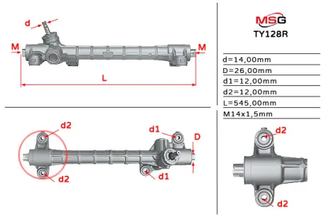 Рулевая рейка без ГУР восстановленная TOYOTA PRIUS 2003-2009 MSG TY128R