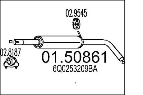 Глушник системи випуску (середній) MTS 0150861