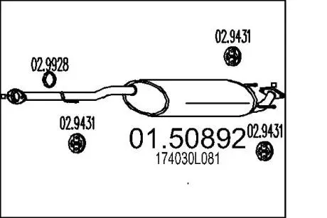 Глушитель TOYOTA HI-LUX 2.5 D MTS 0150892