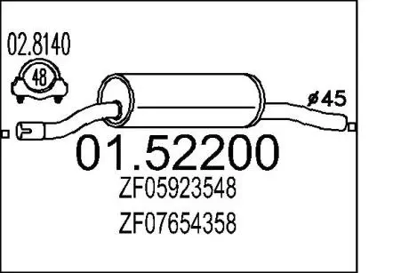 Предглушитель выхлопных газов MTS 0152200
