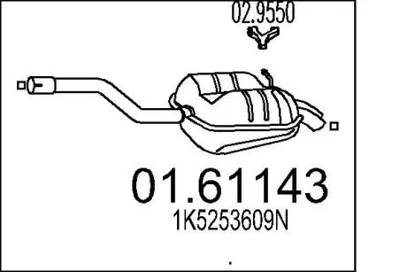 Труба выхлопная koсc. GOLF V 1.9TDI.. MTS 0161143