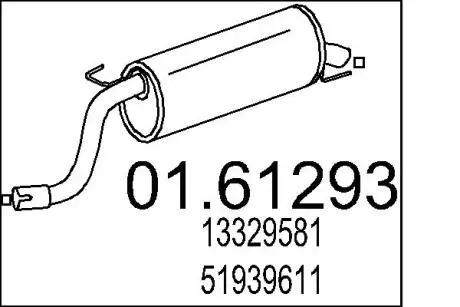Труба выхлопная koсc. FIAT 500L 1.4.. MTS 0161293