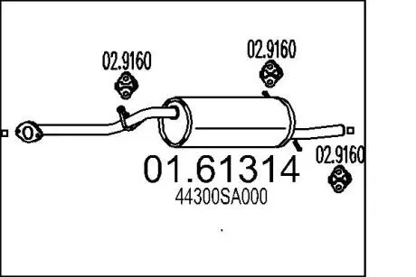 Труба вихлопна koс. SUBARU FORESTER 2.0 MTS 0161314