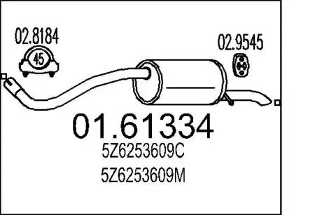 Труба выхлопная koс. VW FOX 1.2 MTS 0161334