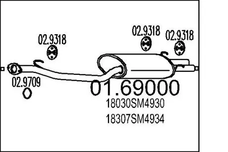 Глушитель выхлопных газов (конечный) MTS 0169000