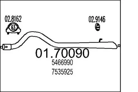Труба вихлопного газу MTS 0170090