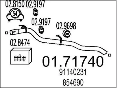 Труба вихлопного газу MTS 0171740