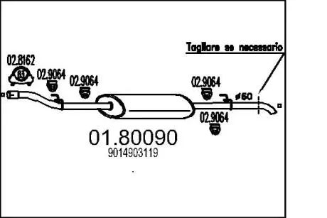 Глушник системи випуску (середній) MTS 01.80090
