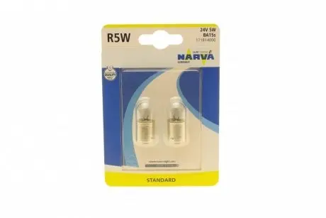 Автолампа R5W 24V 5W BA15s Standard (блистер/к-кт 2шт)) NARVA 171814000